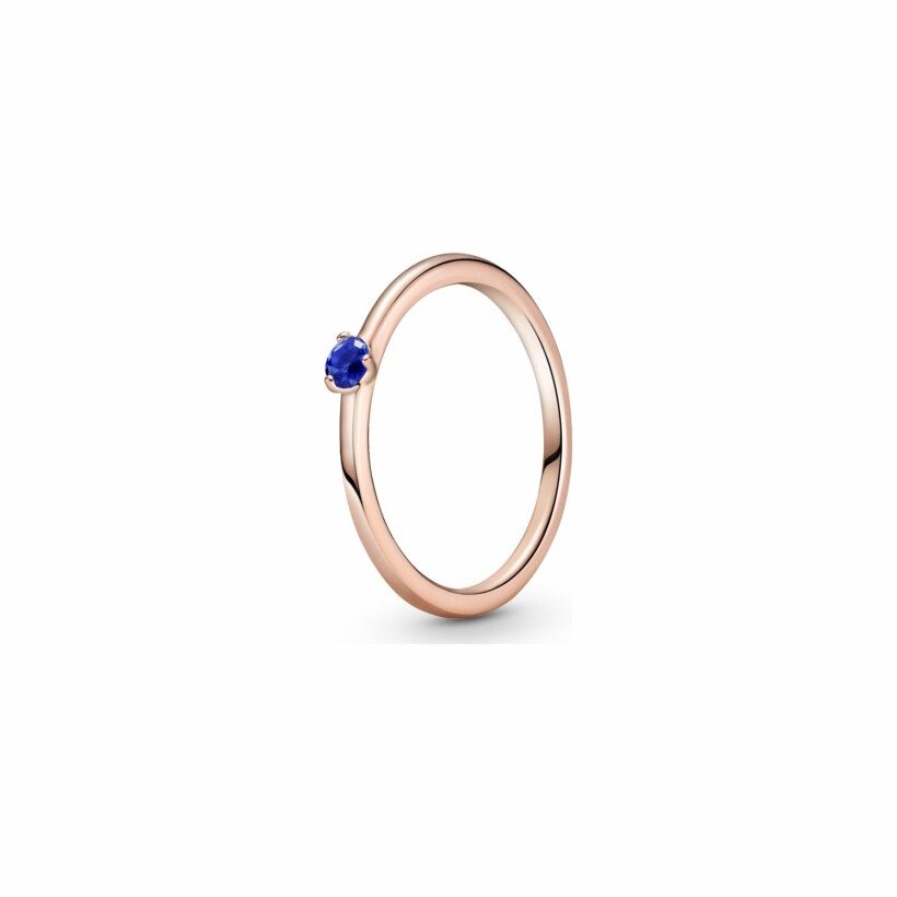 Bague Pandora Colours solitaire bleu stellaire en métal doré rose et cristal, taille 50