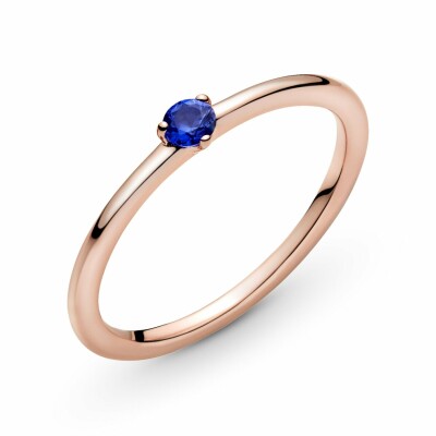 Bague Pandora Colours solitaire bleu stellaire en métal doré rose et cristal, taille 54