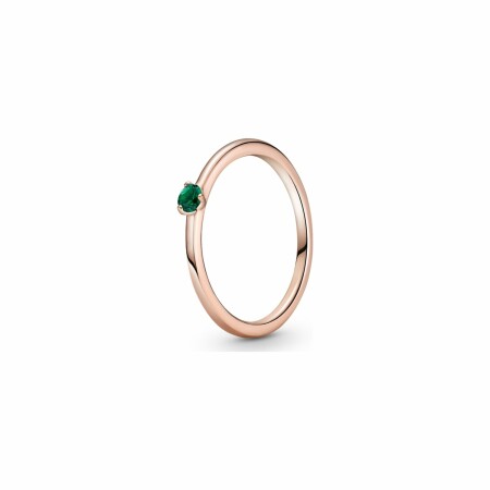 Bague Pandora Colours solitaire verte en métal doré rose et cristal, taille 52