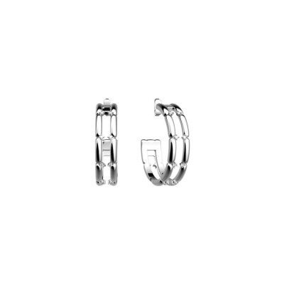 Boucles d'oreilles créoles Les Georgettes Allure en laiton finition argentée, 6 mm
