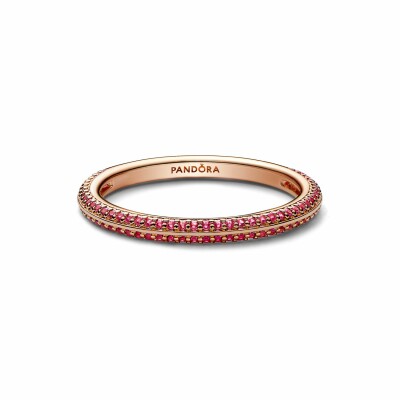 Bague Pandora Me Pavée Rouge en métal doré rose, Taille 54