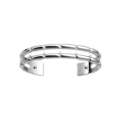 Bracelet manchette Les Georgettes Allure en laiton finition argentée, 8 mm