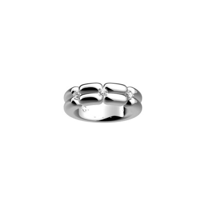 Bague Les Georgettes Allure en laiton finition argentée et oxyde de zirconium, taille 58