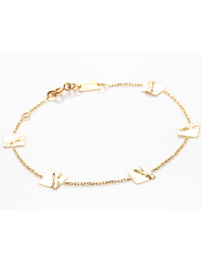 Bracelet Maison Ballet by Scarlett carrés froissés en or jaune 18 carats