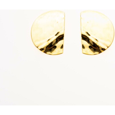 Boucles d'oreilles Maison Ballet by Scarlett demi-rond froissé en or jaune 18 carats