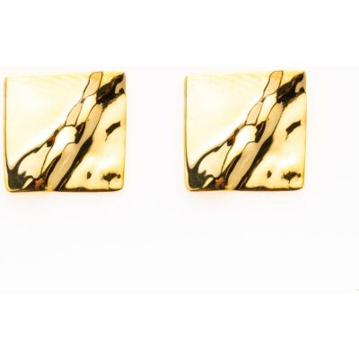 Boucles d'oreilles Maison Ballet by Scarlett carrés froissés en or jaune 18 carats