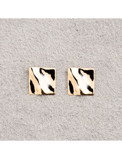 Boucles d'oreilles Maison Ballet by Scarlett carrés froissés en or jaune 18 carats