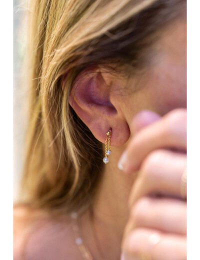 Boucles d'oreilles Maison Ballet by Scarlett en or jaune et perles d'eau douce