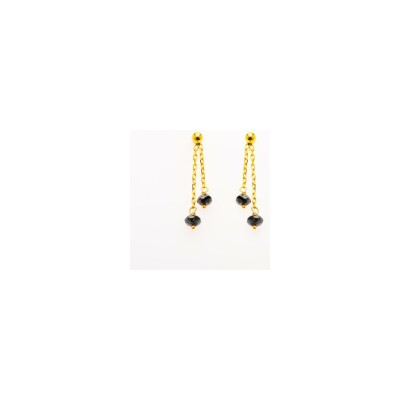 Boucles d'oreilles Maison Ballet by Scarlett en or jaune 18 carats et diamant noir