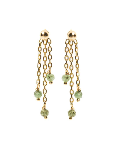 Boucles d'oreilles pendantes Maison Ballet by Scarlett en or jaune 18 carats et émeraude
