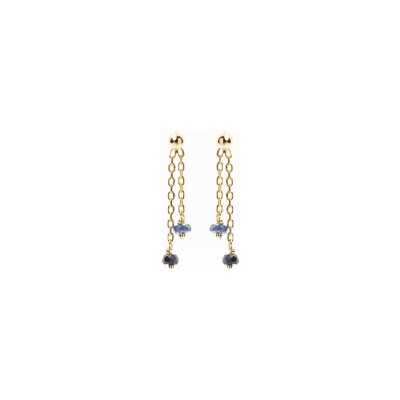 Boucles d'oreilles Maison Ballet by Scarlett en or jaune 18 carats et saphir