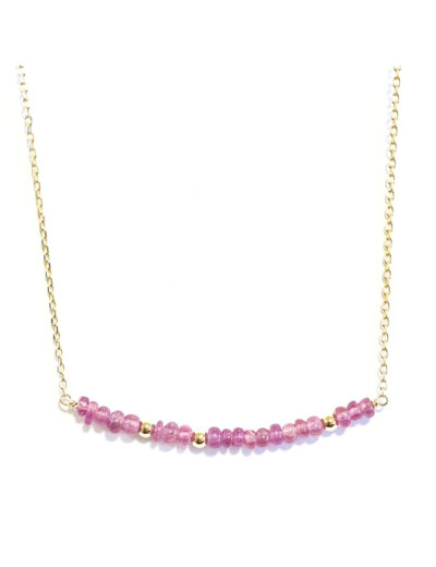 Collier Maison Ballet by Scarlett chaîne forçat limée en or jaune 18 carats et rubis