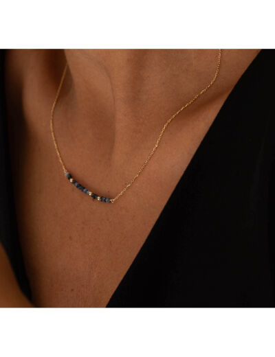 Collier Maison Ballet by Scarlett chaîne forçat limée en or jaune 18 carats et saphir