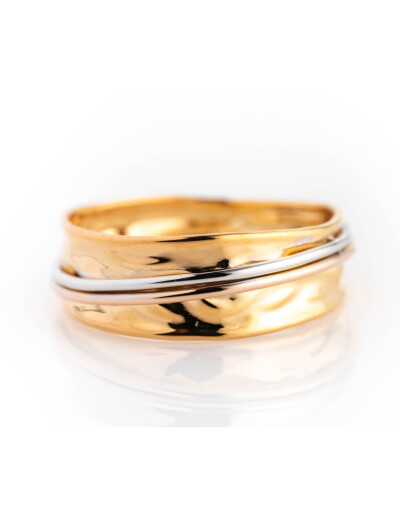 Bague Maison Ballet by Scarlett froissée en or tricolore 18 carats