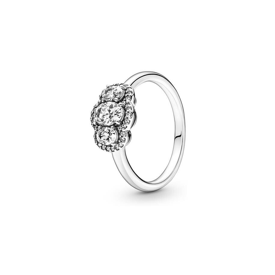 Bague Pandora Timeless Vintage Trois Pierres en argent, taille 54