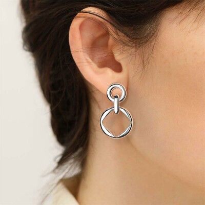 Boucles d'oreilles Les Georgettes Runway en laiton finition argentée, 20 mm