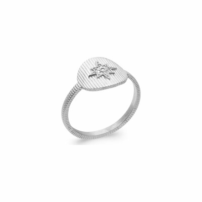 Bague en argent rhodié et oxydes de zirconium