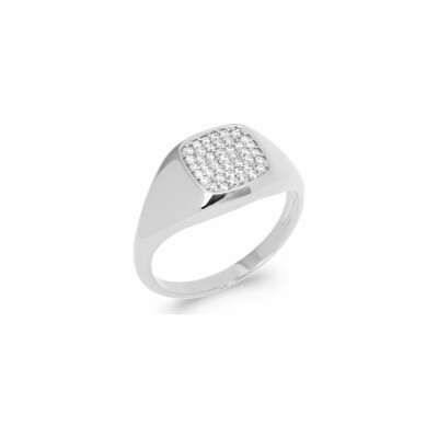 Bague en argent rhodié et oxydes de zirconium