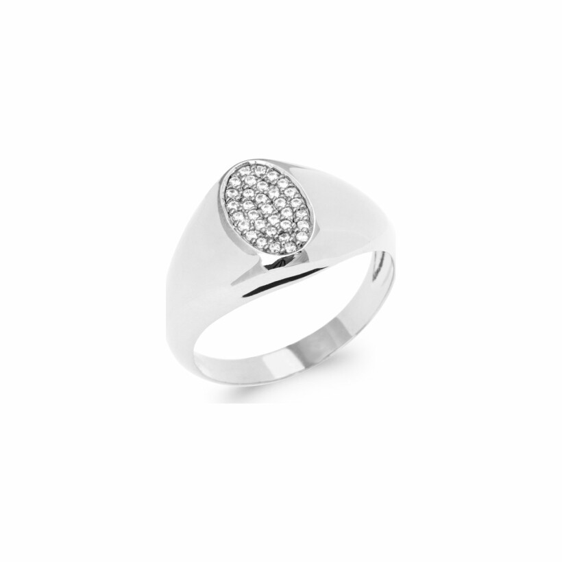 Bague en argent rhodié et oxydes de zirconium