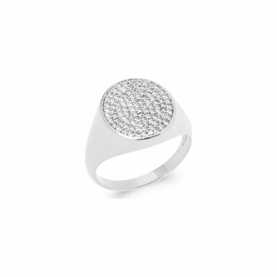 Bague en argent rhodié et oxydes de zirconium