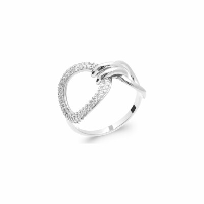 Bague en argent rhodié et oxydes de zirconium