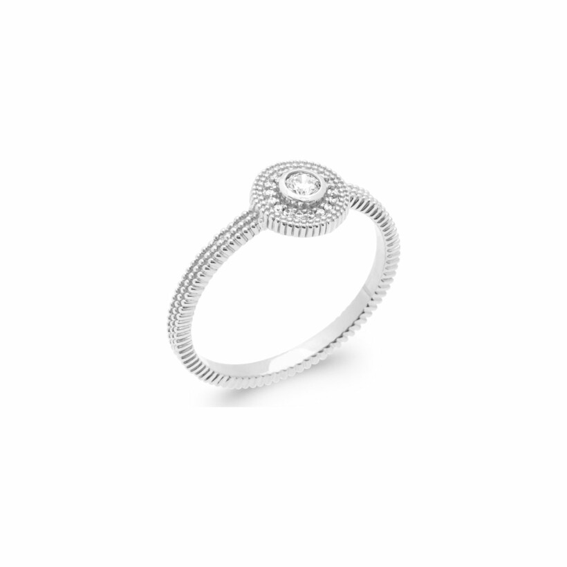 Bague en argent rhodié et oxydes de zirconium