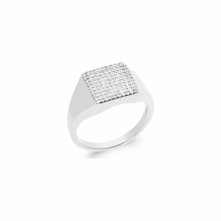 Bague en argent rhodié et oxydes de zirconium