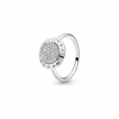 Bague Pandora Signature pavé signature en argent et oxyde de zirconium, taille 54