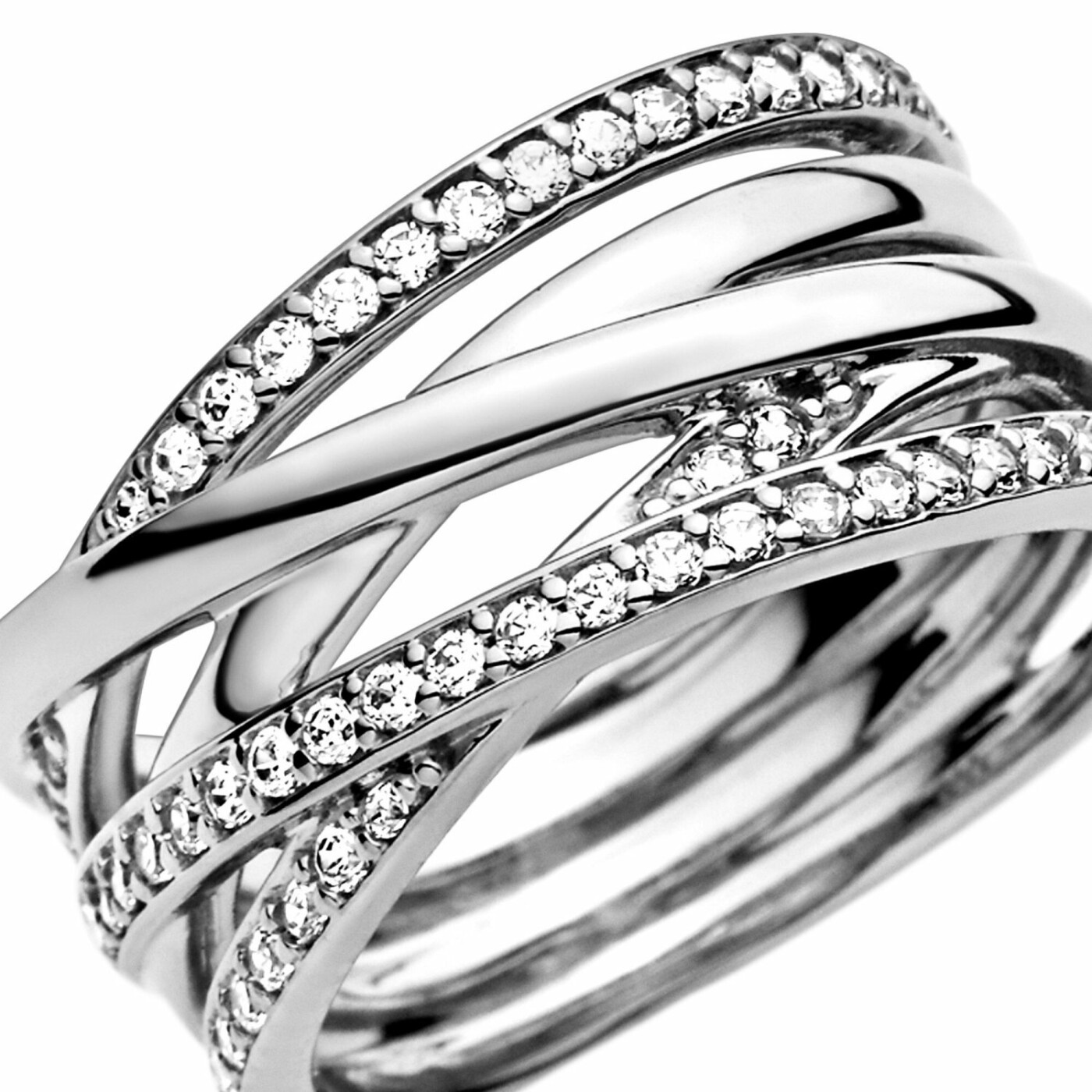 Bague Pandora Timeless lignes brillantes et scintillantes en argent et oxyde de zirconium