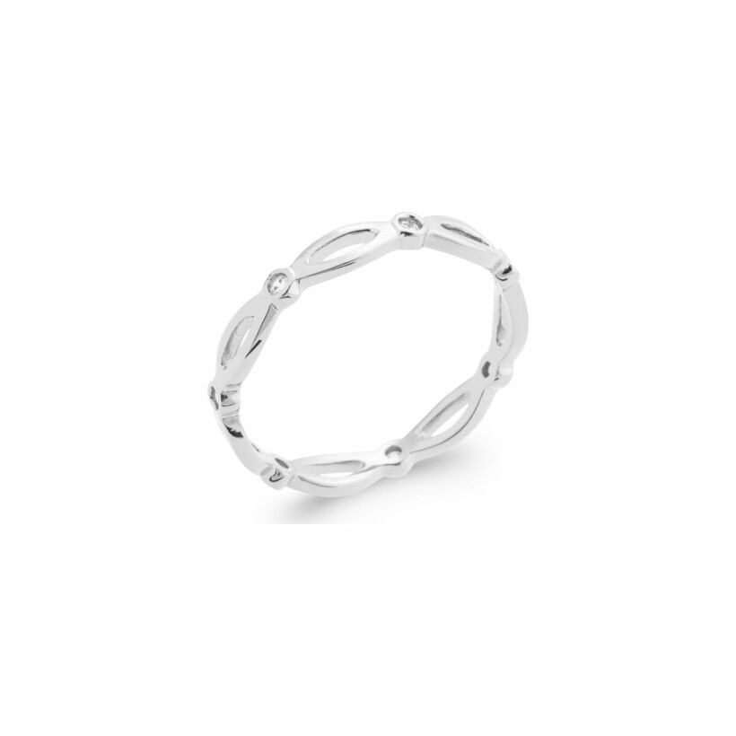 Bague en argent rhodié et oxydes de zirconium