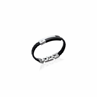 Bracelet en acier. cuir, longueur de 19cm