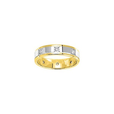 Alliance en or jaune, or blanc et diamants 