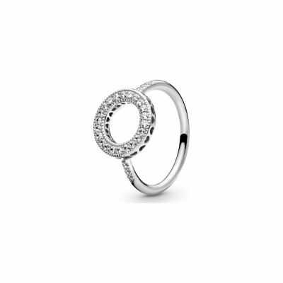 Bague Pandora Signature halo scintillant en argent et oxyde de zirconium, taille 54