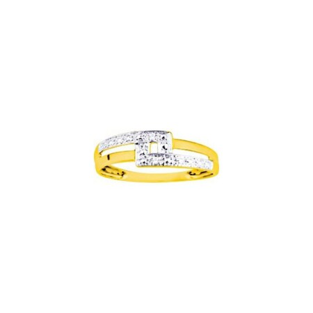 Bague en or jaune rhodié et diamant, 0.01ct