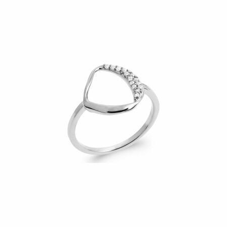 Bague en argent rhodié et oxydes de zirconium