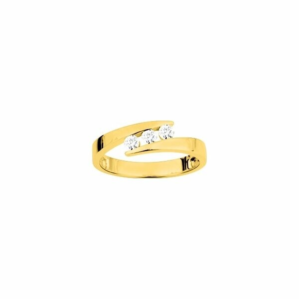 Bague en or jaune et oxydes de zirconium