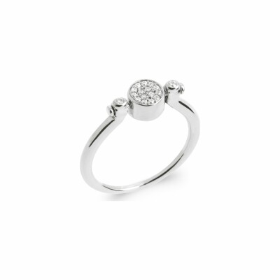 Bague en argent rhodié et oxydes de zirconium