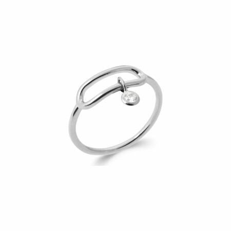 Bague en argent rhodié et oxydes de zirconium