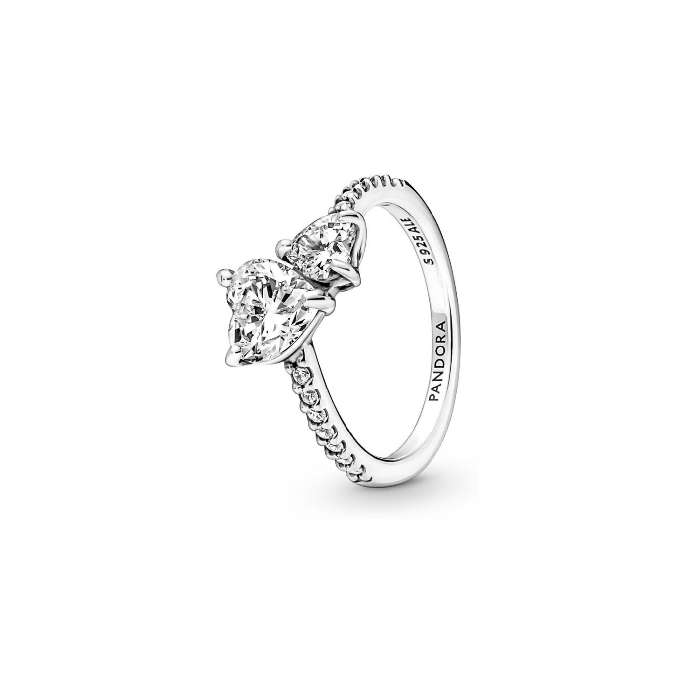 Bague Pandora Scintillante Cœur Double en argent, taille 54