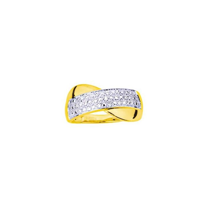 Bague en or jaune rhodié et diamant, 0.10ct