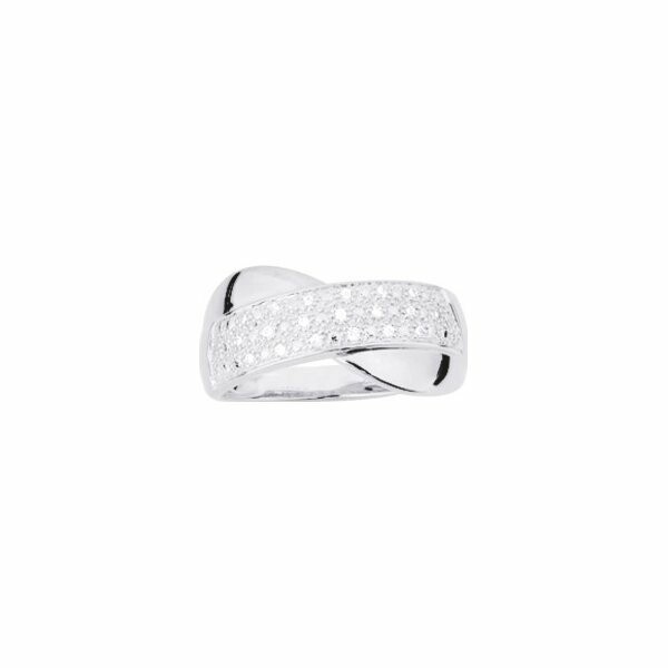 Bague en or blanc et oxydes de zirconium