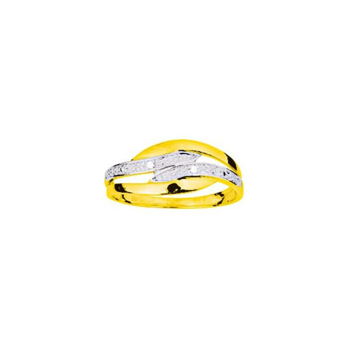 Bague en or jaune, or blanc et diamant, 0.01ct