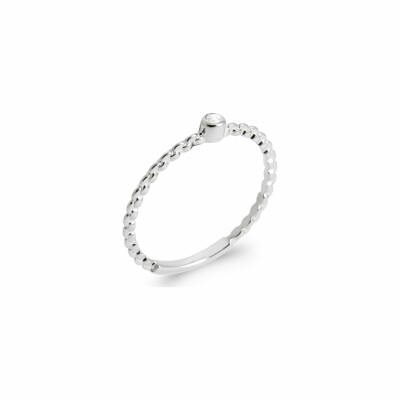 Bague en argent rhodié et oxydes de zirconium