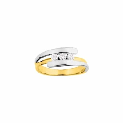 Bague en or jaune, rhodium et oxydes de zirconium