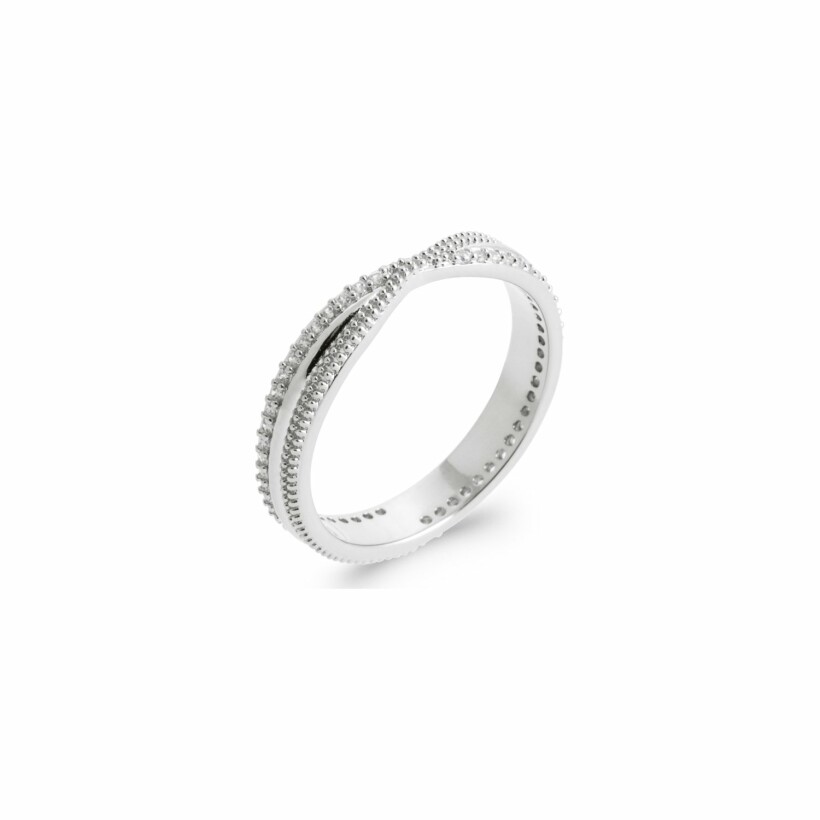 Bague en argent rhodié et oxydes de zirconium