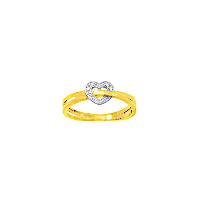 Bague en or jaune, or blanc et diamant, 0.01ct