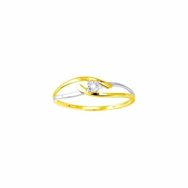 Bague en or jaune, or blanc et diamant de 0.006ct