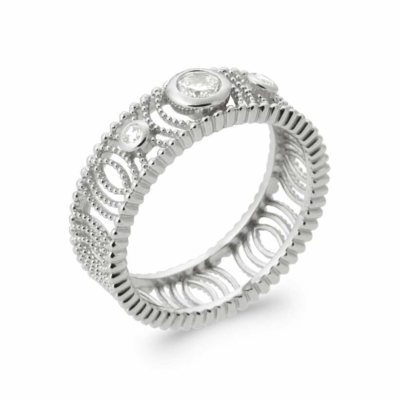 Bague en argent rhodié et oxydes de zirconium