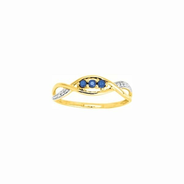 Bague en or jaune, rhodium, saphir et oxydes de zirconium