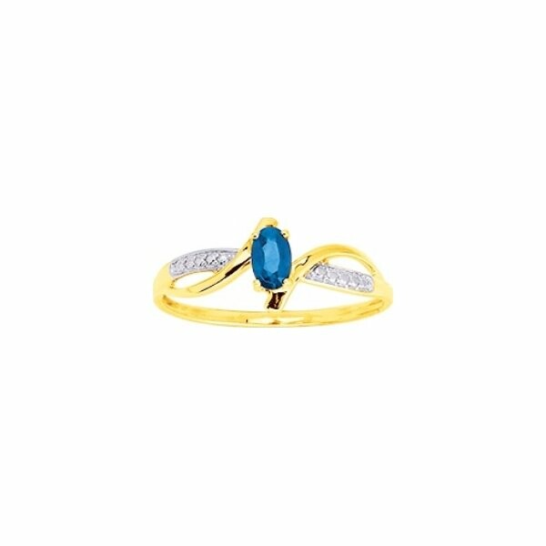 Bague en or jaune, rhodium et saphir